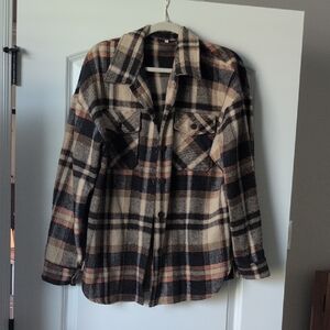 Plaid Button-Up Shirt Jacket